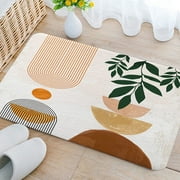 Mid Century Modern Boho Bathroom Rugs, Abstract Aesthetic Burnt Orange Non-Slip Bath Rugs Abstract Leaf Bathroom Rugs Set Minimalist Bathroom Rug Mat 19X31inch, Extra Soft and Absorbent Bath Rugs