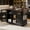 Black + MDF - (2 Package), variant on 54.9" Rolling Kitchen Island with Drop Leaf, Power Outlet, Cross Barn Doors and Glass Door, 4 Shelves Mobile Cart for Kitchen