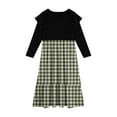 thumbnail image 3 of Abcomgle Girls Maxi Dresses 7-8 Casual Patchwork Ruffle Long Sleeve Maxi Dress Plaid Crew Neck Sundresses Holiday Tiered Dresses with Pockets,4-5 Years Army Green, 3 of 3