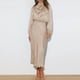 thumbnail image 1 of Vestido de cuello alto fiesta de noche ahuecado traje de trabajo de oficina para mujer (L) Beige Ygjytge Beige T L, 1 of 7