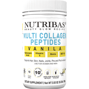 Collagen Powder, all 5 Types I, II, III, V X, with Biotin, Vitamin C, Hyaluronic Acid and MCT Oil , Vanilla, 10 (10 g) Servings by NUTRIBAS