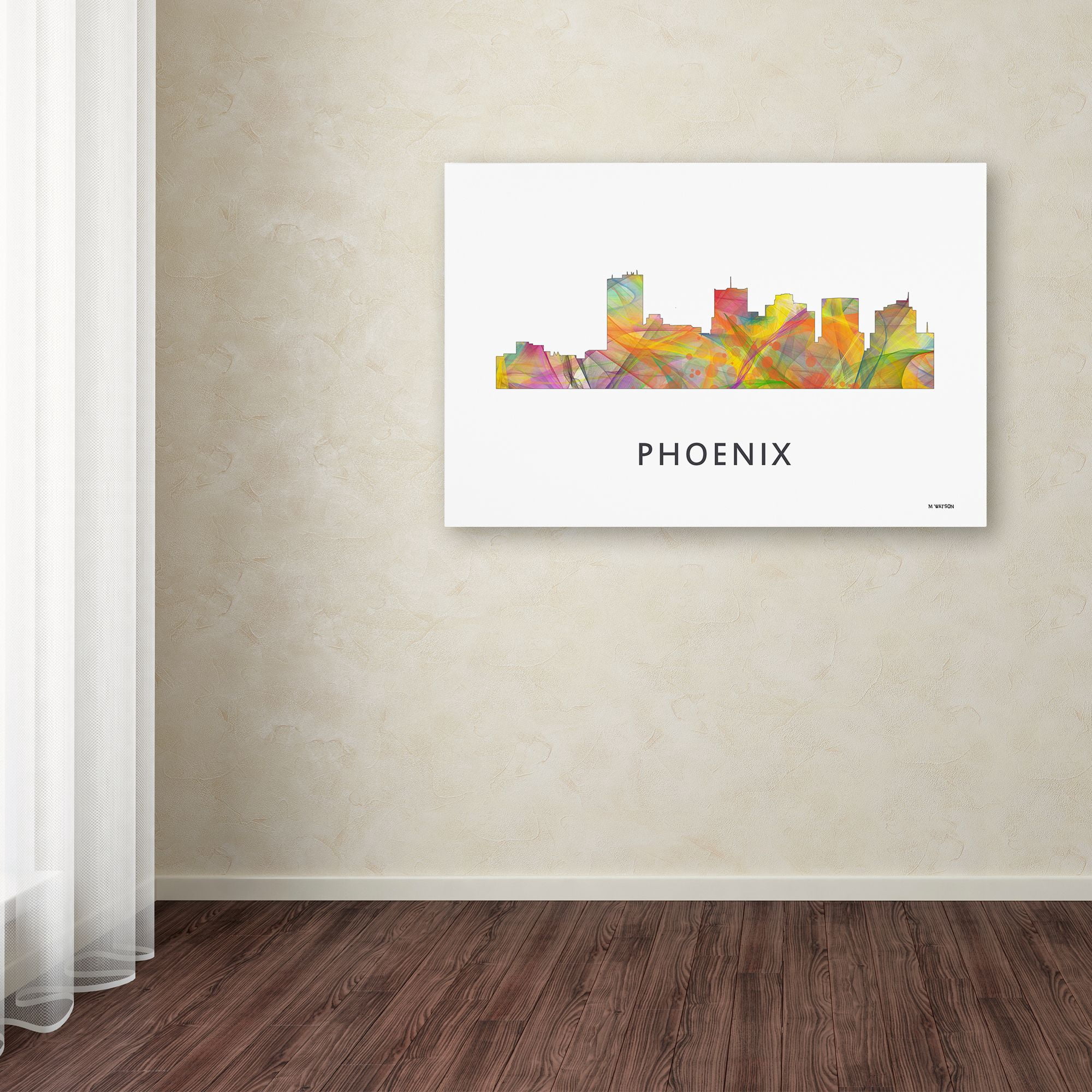 Trademark Fine Art 'Phoenix Arizona Skyline WB-1' Canvas Art by Marlene Watson