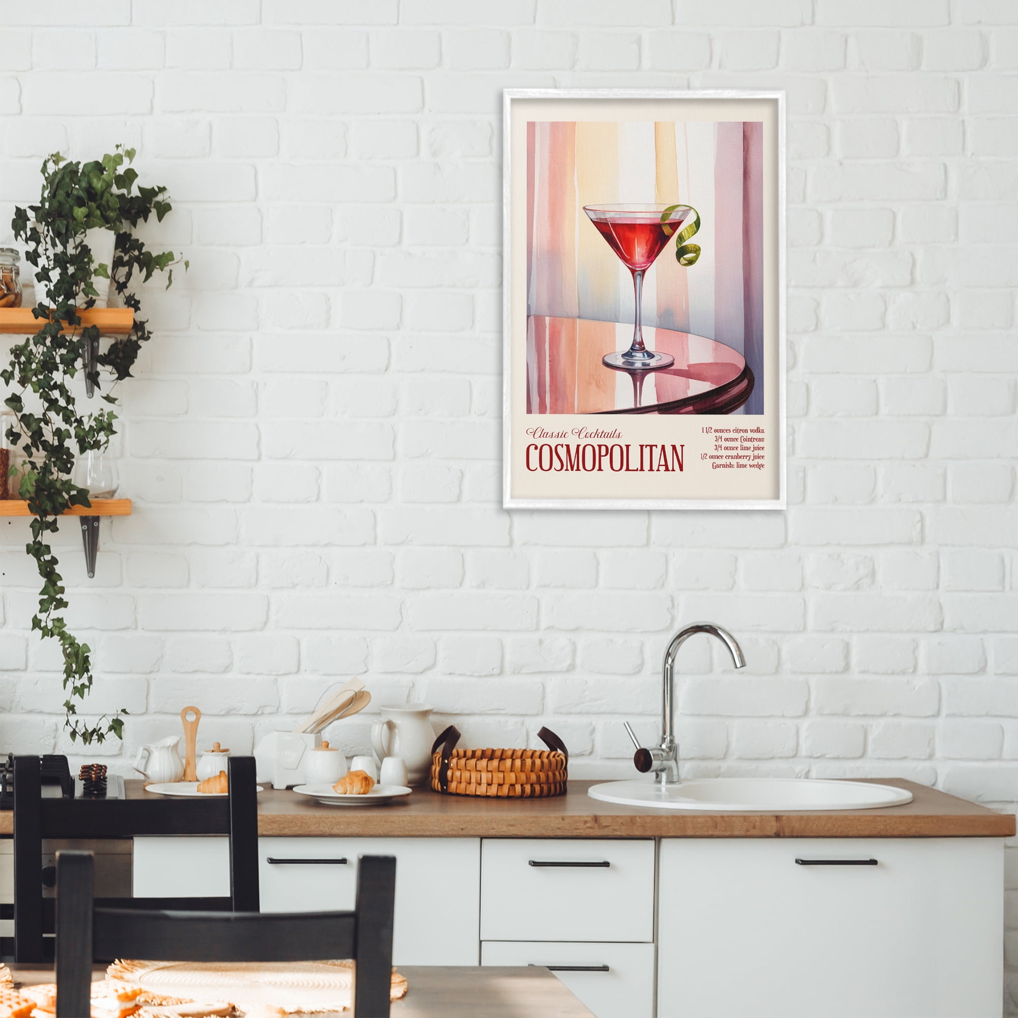 Stupell Industries Cosmopolitan on Reflective Table White Framed Giclee Art, design by Andreas Magnusson
