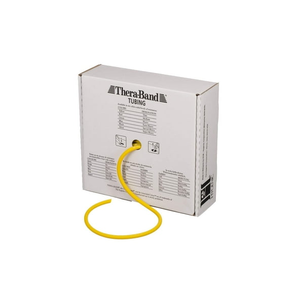 THERABAND Resistance Tubes, Level 2, Thin Yellow, 3 lbs Resistance, 100 Foot, 1 Pack
