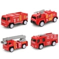 thumbnail image 4 of Caja de 4 Uds 1/60, coche de aleación con retroceso de alta simulación, modelo de colección de juguetes para niños (coche de bomberos tipo B), 4 of 5