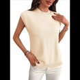 thumbnail image 3 of Suéter Sin Mangas con Cuello Redondo para Mujer, Color Albaricoque, Talla M, 3 of 9