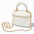 thumbnail image 2 of Claire's Cute White Quilted Heart Crossbody Purse for Women, Dual Strap with Removable Gold Purse Chain, Zipper Closure, 7" W x 5" H x 4" D, 2 of 3