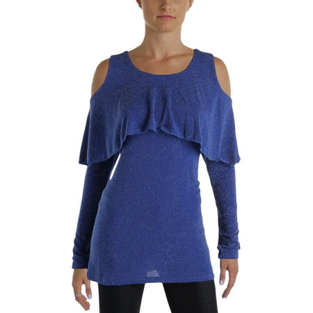 Nylon Pullover - MICHAEL Michael Kors Womens Metallic Cold Shoulder Sweater