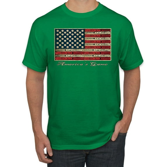 Wild Bobby, American Game Flag Baseball Bat, Sports, Men's Graphic Tees, Kelly, 4XL