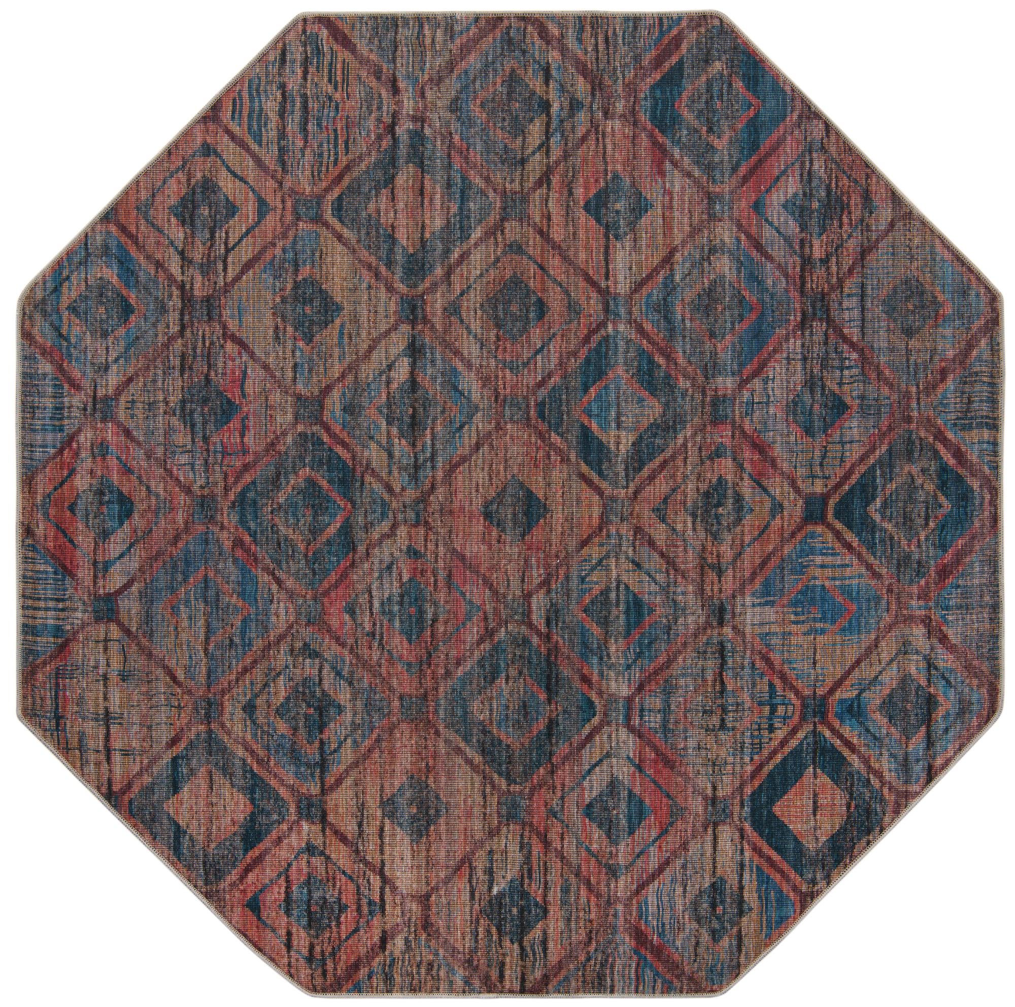 Rugs.com Sisu Collection Washable Rug – 8 Ft Octagon Blue Flatweave Rug ...