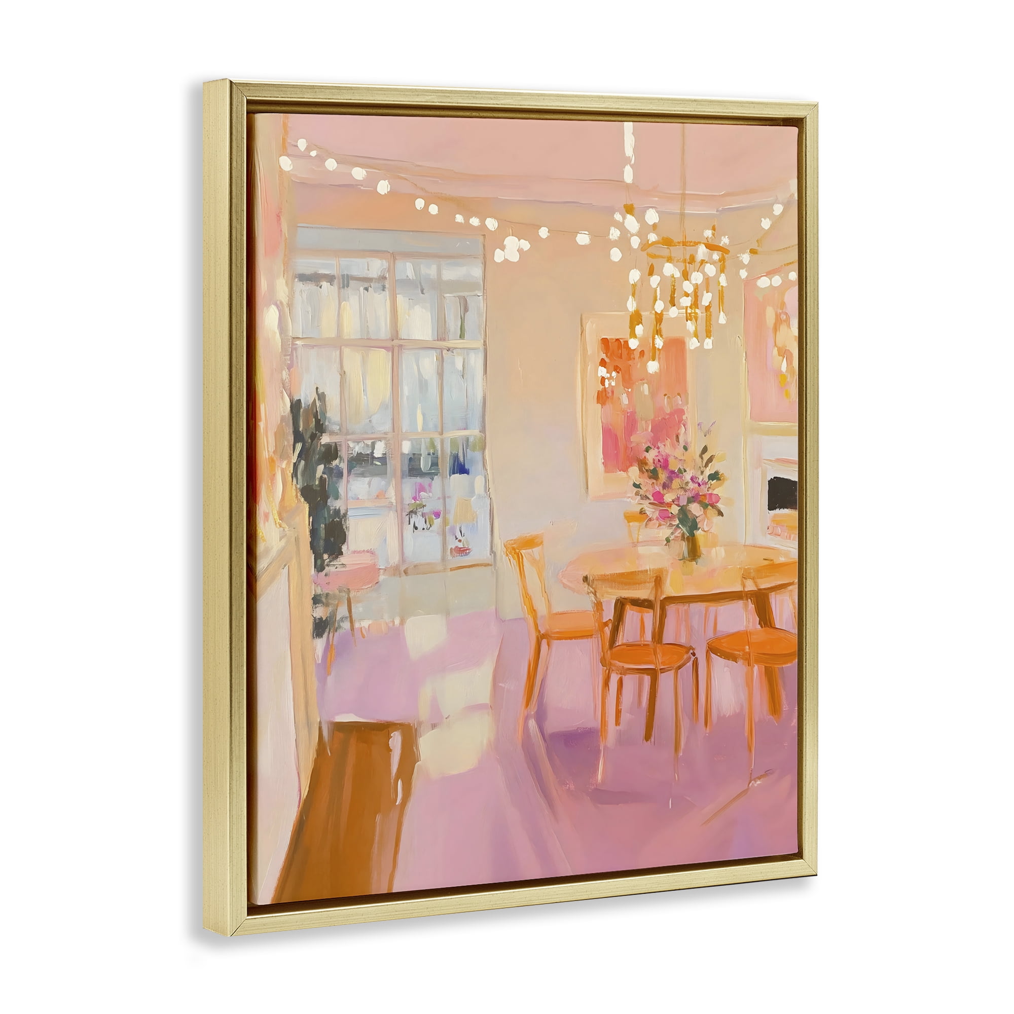 Stupell Industries Warm & Inviting Dining Room Gold Framed Floater Canvas Wall Art, design by The Prints Vibe