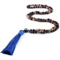 thumbnail image 1 of 108 Beads Prayer Necklace Natural Green Stripe Onyx Stone Buddhist Buddha Bead Mala Necklace Women Men Jewelry, 1 of 8