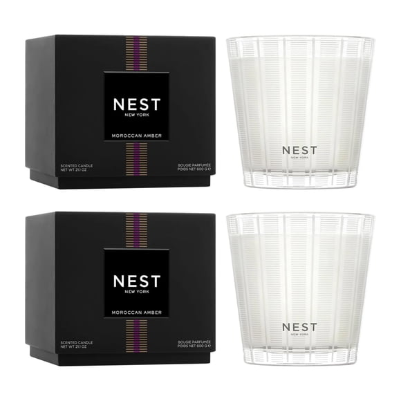 Candle NEST, ámbar marroquí de Nueva York, 3 mechas, 625 ml, paquete de 2