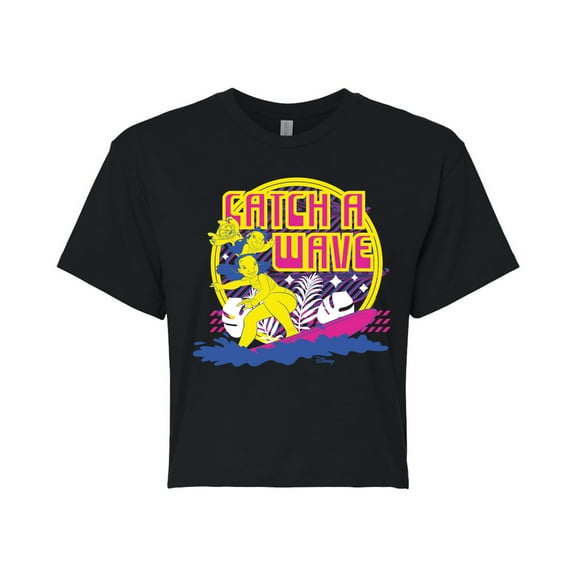 Disney - Lilo & Stitch - Catch A Wave - Juniors Cropped Cotton Blend T-Shirt