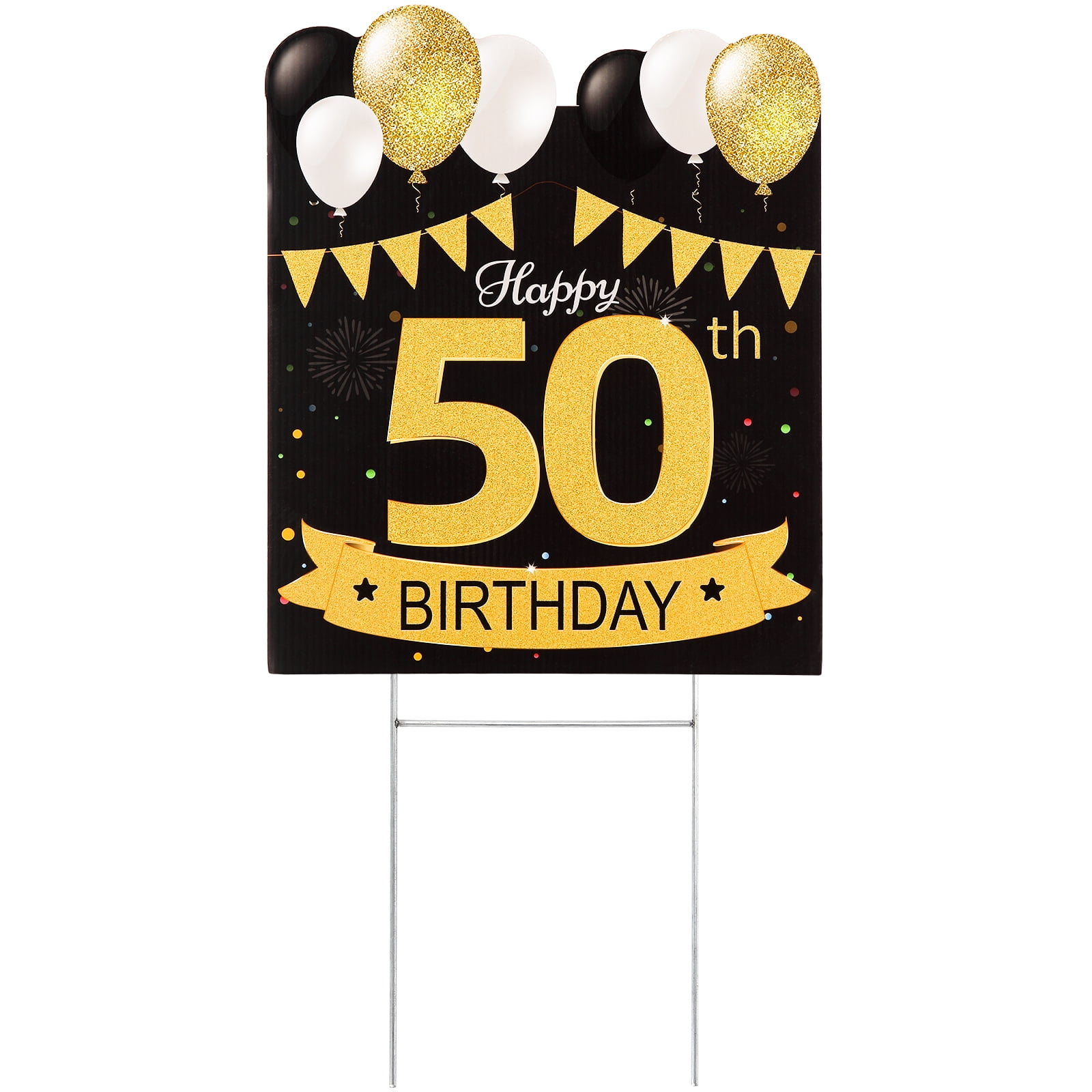 50th Happy Birthday Party Yard Signs, 50 Birthday Yard Sign Lawn Decor with H Metal Stake