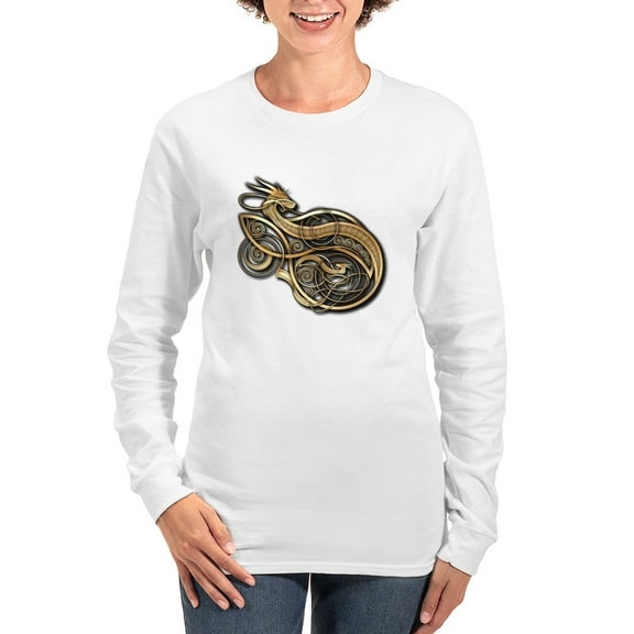 CafePress - Gold Norse Dragon Women's Long Sleeve T Shirt - Women's Long Sleeve Graphic Casual T-Shirt