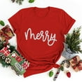 thumbnail image 3 of Womens Merry Christmas Printed Short Sleeve O Neck T Shirt Top Long Sleeve Woman Shirts Womens Short Sleeve Woman T Shirt Casual Plain Shirt Swim Tops Loose Tees for Women Space Pack Womens Stretch T, 3 of 5