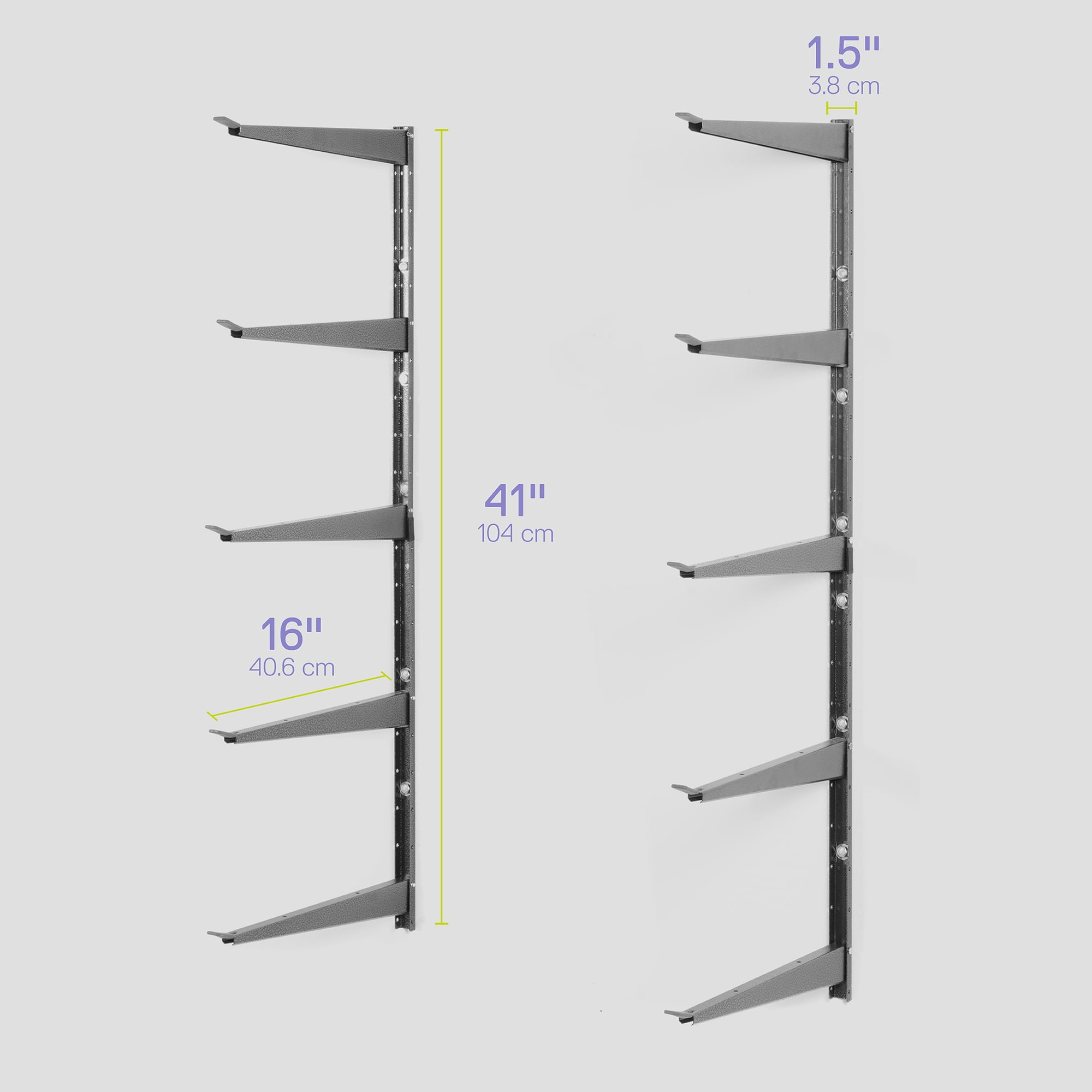 Delta 16 in. x 41 in. Heavy Duty Wall Rack, Adjustable 5 Tier Lumber Rack  Holds 800 lbs. Steel Garage Wall Shelf with Brackets HDRS3000 - The Home  Depot