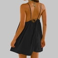 thumbnail image 5 of cocolona Womens Summer Cami Backless Dress Crew Neck Sleeveless Pleated Mini Dress Fashion Casual Solid Color Vacation Beach Sundress, 5 of 7