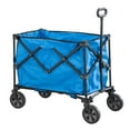 thumbnail image 4 of Sunjoy Collapsible Wagon with 255L Large Capacity, Utility Foldable Wagon Cart, Heavy Duty Beach Wagon with Big Wheels, Portable Garden Cart for Camping Fishing Sports Shopping, Blue, 4 of 10