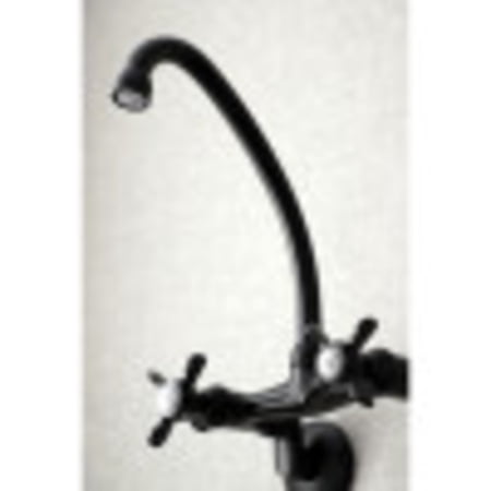 Kingston Brass KS114MB Essex Two Handle Wall Mount Kitchen Faucet, Matte Black - Image 2