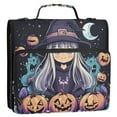 thumbnail image 3 of 3 Ring Zipper Binder with Shoulder Strap Waterproof Trapper Keeper 2 Inch D-Ring 500 Sheets Capacity Cute Witch Pumpkins Moon, 3 of 7