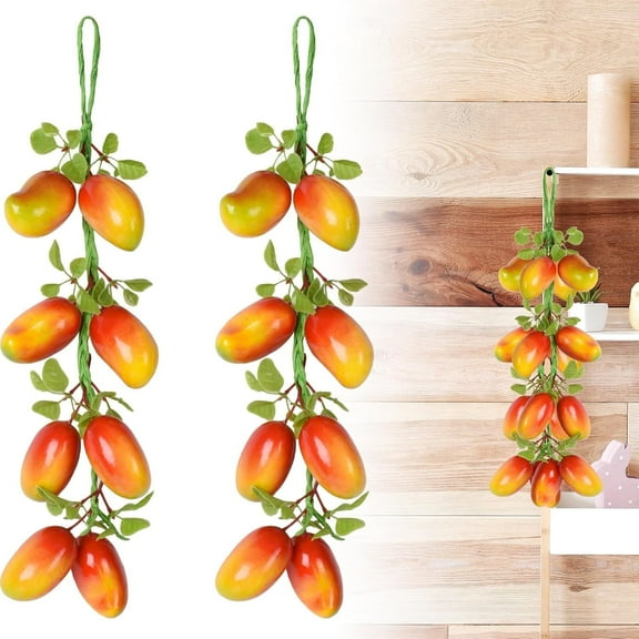 HUIANER 2 Strings Faux Fruit Decor Artificial Mangoes Model Decoration Bright Colors
