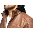 thumbnail image 6 of X RAY Jeans Mens Grainy PU Leather Hooded Jacket with Faux Shearling Lining, Dark Amber, L, 6 of 9