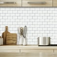 thumbnail image 5 of Dingrich 10 Sheets Kitchen Wallpaper, 6x12inch Waterproof Oilproof 3D Faux Tile Wallpaper Stickers, Peel and Stick Backsplash, Free Cutting for Living Room, Kitchen, Bathroom, Bedroom - White&Gray, 5 of 9