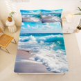 thumbnail image 5 of jejeloiu Serene Coastal Waves Bed Sheets,Blue Sky Beach Print Full Size Sheets For Boys,Turquoise Beige,4-Piece,1 Flat Sheet, 1 Fitted Sheet and 2 Pillowcases, 5 of 6
