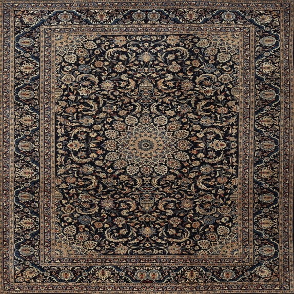 Ahgly Company Machine Washable Indoor Square Traditional Dark Almond Brown Area Rugs, 5' Square