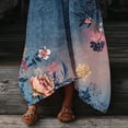 thumbnail image 6 of Uootdi Maxi Dresses for Women Floral Print V Neck Large Patch Pockets Asymmetric Hem Loose Fit Lightweight Summer Dresses Casual Dresses Vacation Style Outfit Gift, 6 of 7