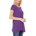 thumbnail image 2 of Women's A-Line Short Sleeve Relaxed Fit Round Neck Solid Tunic Top with Pockets, 2 of 4