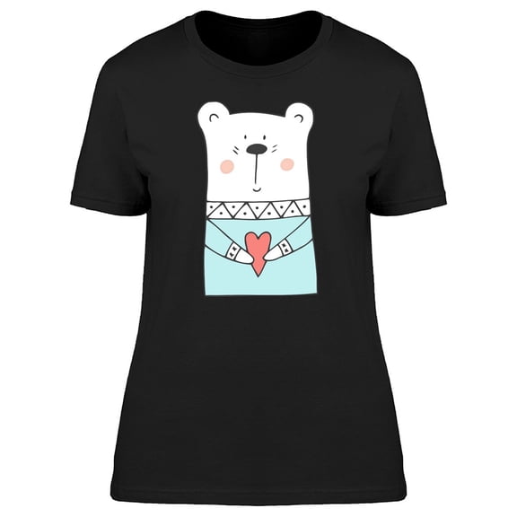 Polar Bear In Sweater And Heart Tee Women's -Image by Shutterstock