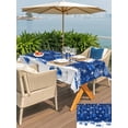 thumbnail image 4 of Outdoor Tablecloth with Umbrella Hole and Zipper, Navy Blue Christmas Rectangle Table Cloth 60x120 Inch Waterproof Tablecloth, Weeping Xmas Ball Snowflake Winter Picnic Table Cover for Patio Camping, 4 of 7