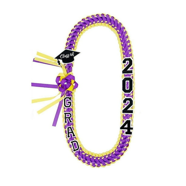 CAIROYAR Decoraciones de leis de graduación de la clase 2024, leis de graduación 2024, collar de cinta de graduación trenzada cuádruple hecho a mano, regalos de graduación para ella y él, felicitacion