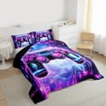 thumbnail image 3 of Homewish Kids Kawaii Gamepad Queen Comforter Set, Fuchsia Blue Cartoon Bedding Sets, Game Console Lover Reversible Bedding Comforter Set, Lightweight Room Decor, 3-Piece, 3 of 8