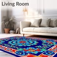 thumbnail image 2 of ODIKA 8'x10' Machine Washable Non-Slip Area Rug, Heritage Blossom Jewel Traditional Symmetrical Artisan Creation High Traffic Rug, Blue, 532369, 2 of 7