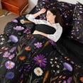 thumbnail image 4 of Feelyou Mystic Purple Groovy Twin Bedding Sets 7-Piece, Bohemian Jungle Flower Bedding Comforter Set, Mandala Western Botanical Reversible Sheet Sets, Ultra Soft Bedroom Decor, 4 of 7