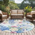 thumbnail image 4 of Large Round Rug 8Ft Washable Non-Slip, Blue Spring Floral Circle Area Rugs for Living Room Bedroom, Pink Flowers Elegant Botanical Farmhouse Indoor Floor Mats Carpet Runner for Home Decor, 4 of 8