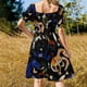 thumbnail image 5 of Vestido de manga corta con ramo de girasoles pintados, elegante y lujoso vestido de fiesta para mujer., 5 of 7