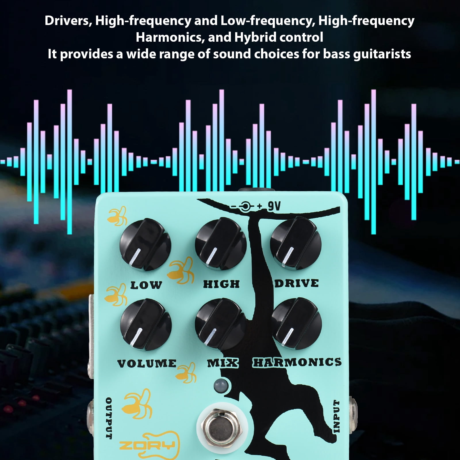 Effect Pedal for Guitar Bass Driver Driver and DI Box Bass Effector Pedal for Electric Bass Guitar with XLR Output Bass Amp Pedal True Bypass DC 9V 6.35mm Input/Output Interface