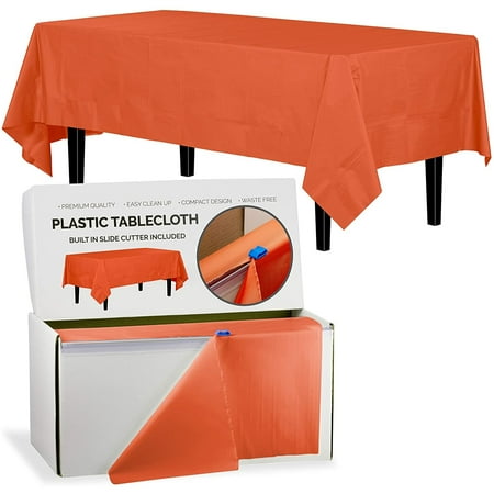 

Exquisite 54 Inch. x 300 Ft. Plastic Tablecloth Roll With Built In Slide Cutter - Orange