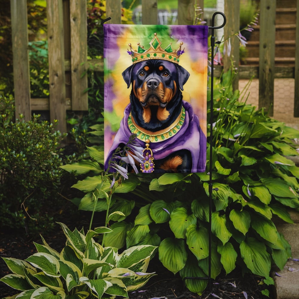 Rottweiler King of Mardi Gras Garden Flag 11.25 in x 15.5 in