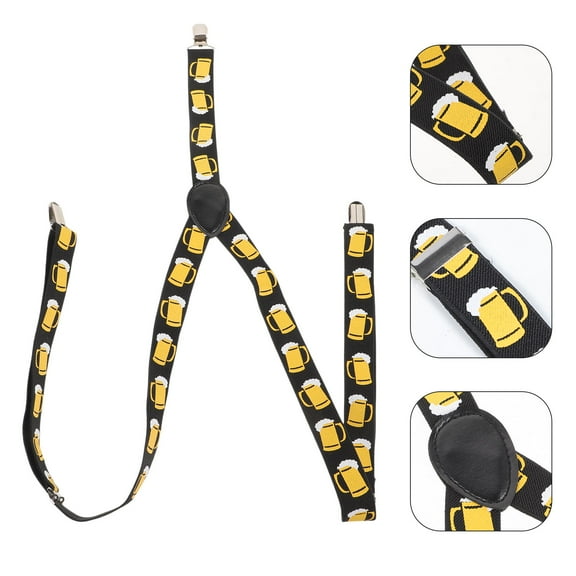 WHAMVOX Beer Printed Strap Y-shaped Suspenders Clothes for Men Man Black