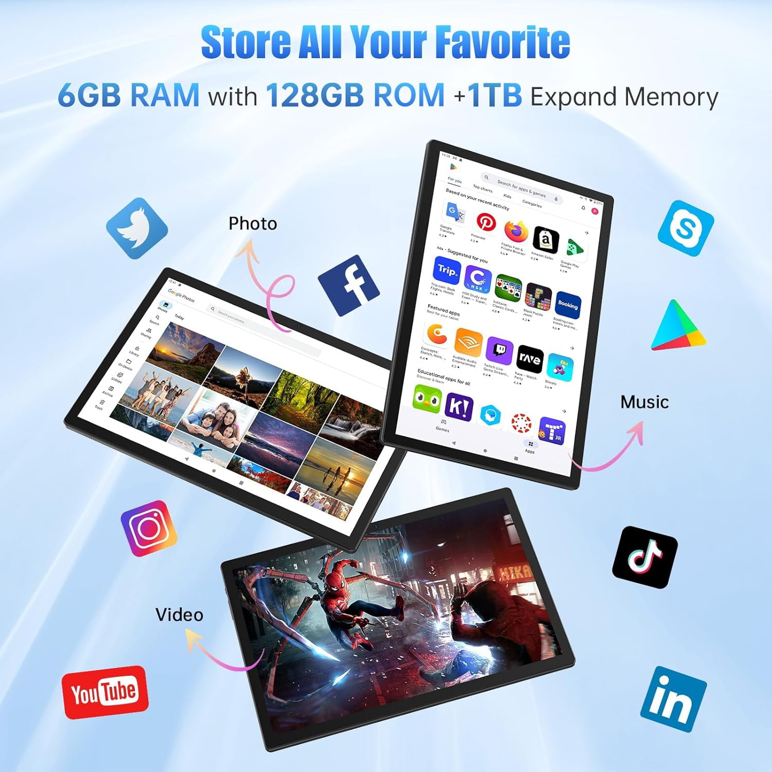 MESWAO 2025 Android 14 inch Tablet,Large Tablet with 1920x1200 IPS FHD,8 Core + 6GB+128GB+WiFi 6,Max 1TB TF Card +12000mAh Big Battery Life (Gray)