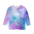 thumbnail image 5 of Spazoro Toddler Girls 3/4 Sleeve Shirts, Casual Spring and Fall Tie Dye Round Neck Fashionable Tops for Girls Multicolor Size 4-5T, 5 of 5
