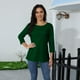 thumbnail image 5 of moda femenina diaria versátil casual cuello redondo manga tres cuartos estampado top verde oscuro / xl, 5 of 9