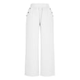 thumbnail image 6 of Miluxas Womens Summer Solid Straight Leg Slacks Comfy Elastic Waistband Pocket Pants Lightweight Soft Beach Vacation Pants White, 6 of 9
