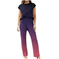 thumbnail image 2 of FAIWAD Women's Summer 2 Piece Outfits Cap Sleeve Slit Cropped Top and Wide Leg Pants Lounge Tracksuit, 2 of 4